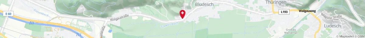 Map representation of the location for St. Jakob-Apotheke in 6719 Bludesch